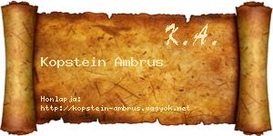 Kopstein Ambrus névjegykártya